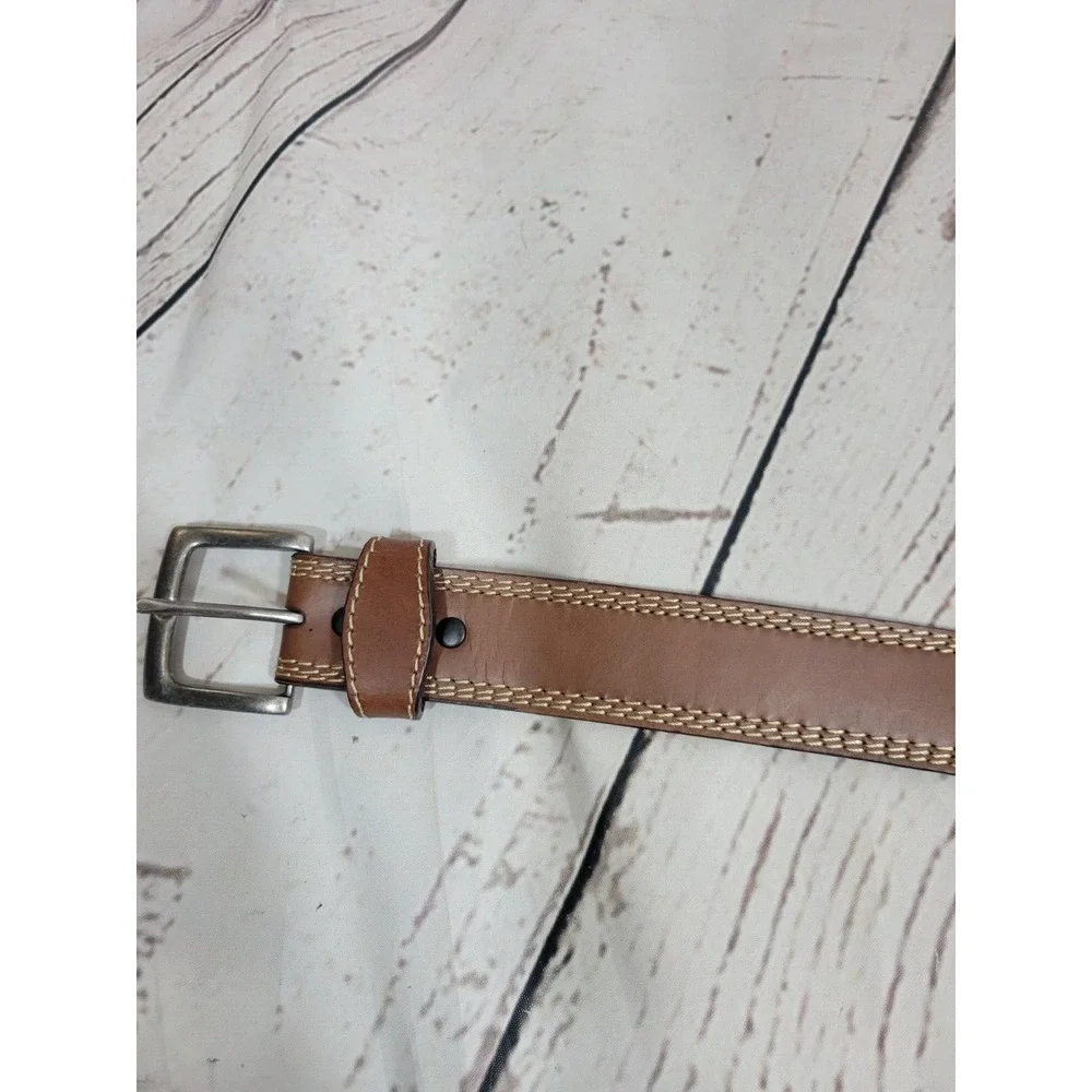 Men's Brown Genuine Leather Triple Stitched Dress Casual Belt Size‎ 43-45
